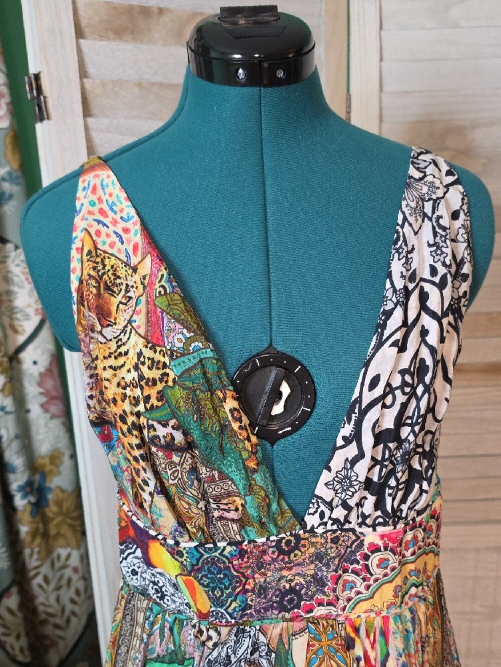 FARM Rio Gayatri Maxi Dress Multicolor Festival Tropical Patchwork Size M - Picture 4 of 8